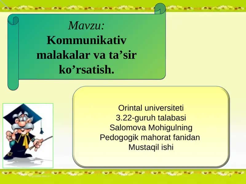 Pedagogik texnologiyalar va pedagogik mahorat 1