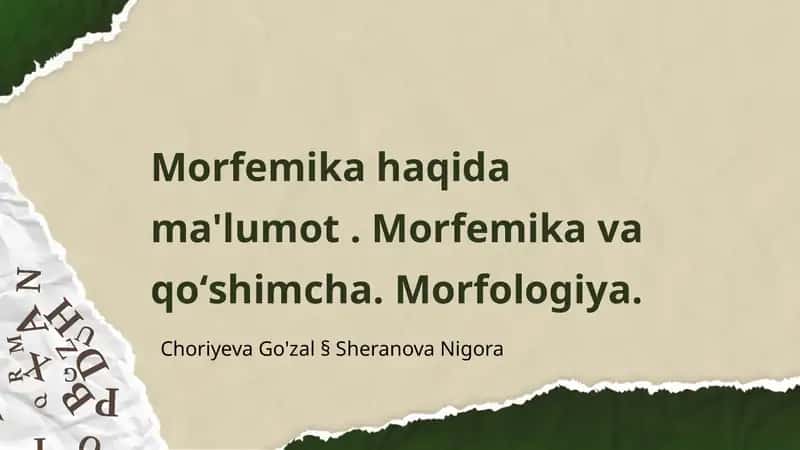 Morfemika va Morfologiya 1