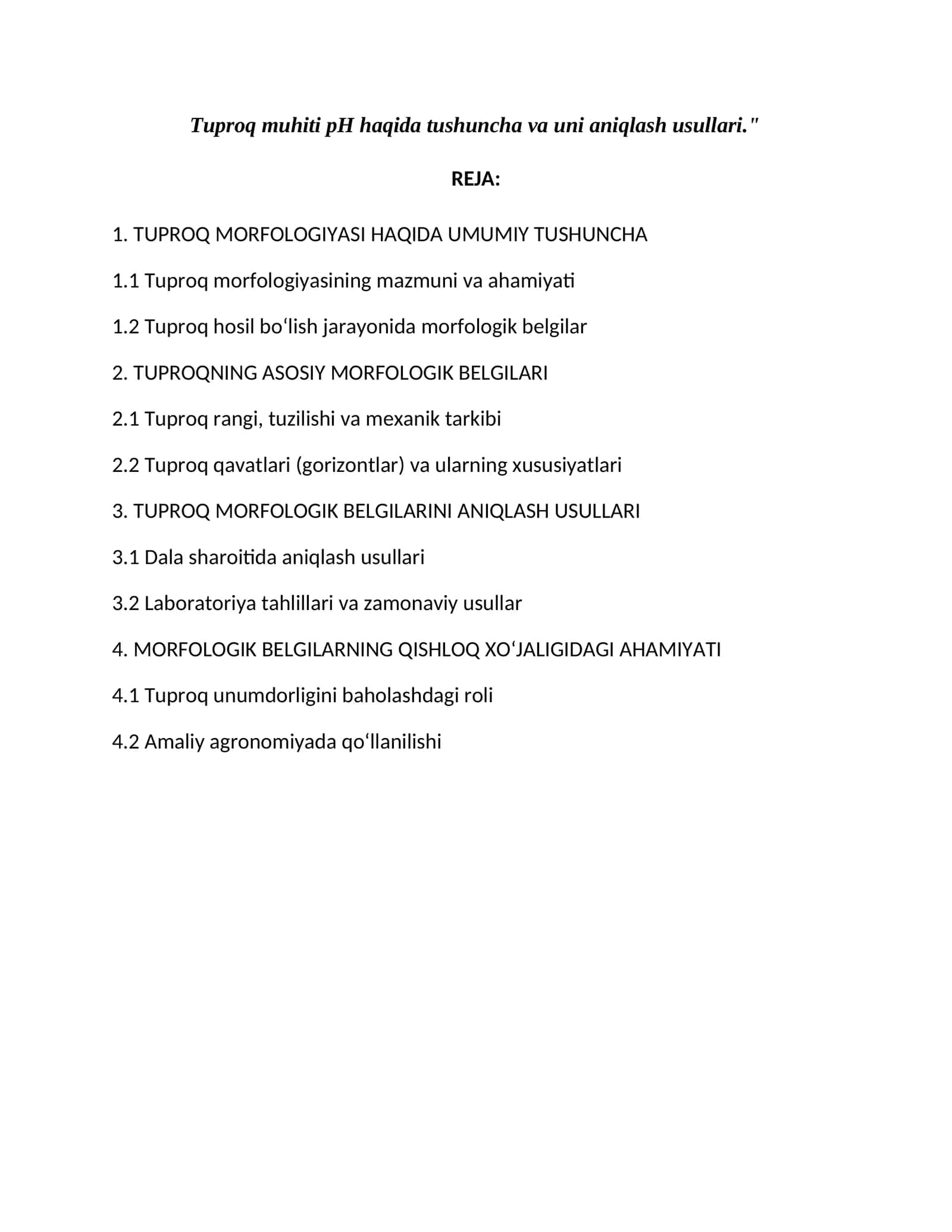 Tuproq muhiti pH haqida tushuncha va uni aniqlash usullari 1