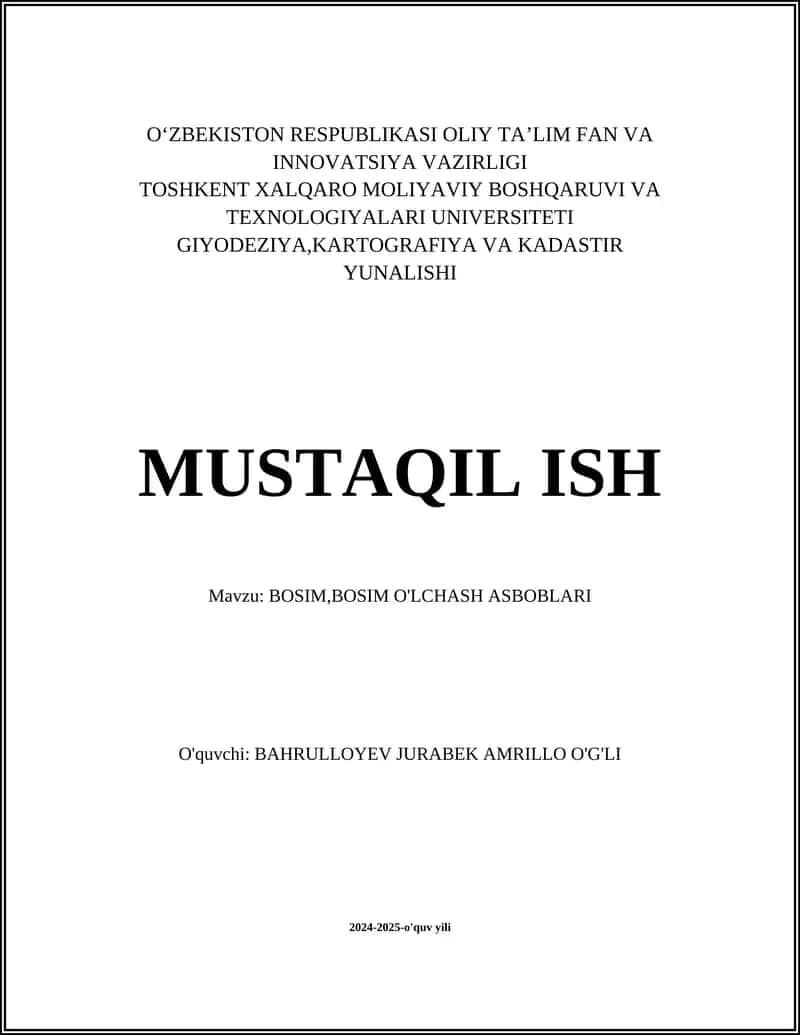 BOSIM,BOSIM O'LCHASH ASBOBLARI 1