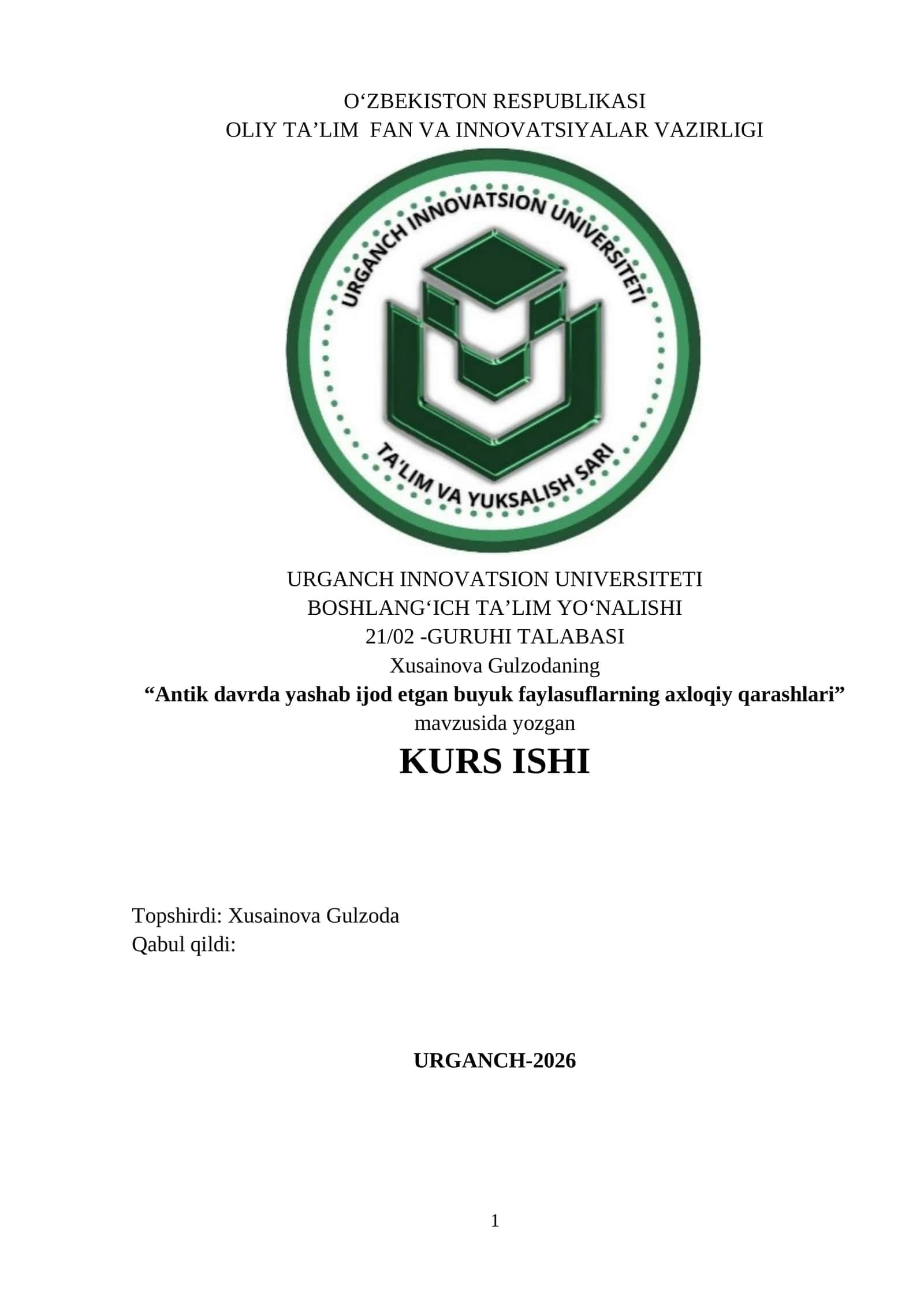 Antik davrda yashab ijod etgan buyuk faylasuflarning axloqiy qarashlari 1