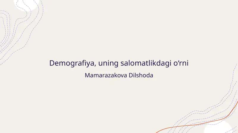 Demografiya, uning salomatlikdagi o‘rni 1