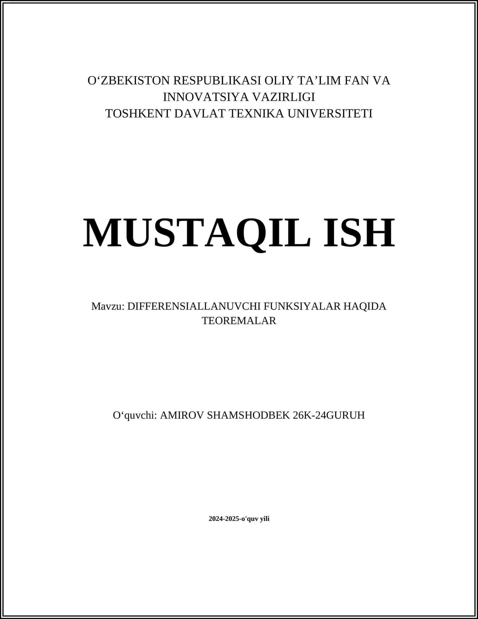 DIFFERENSIALLANUVCHI FUNKSIYALAR HAQIDA TEOREMALAR 1