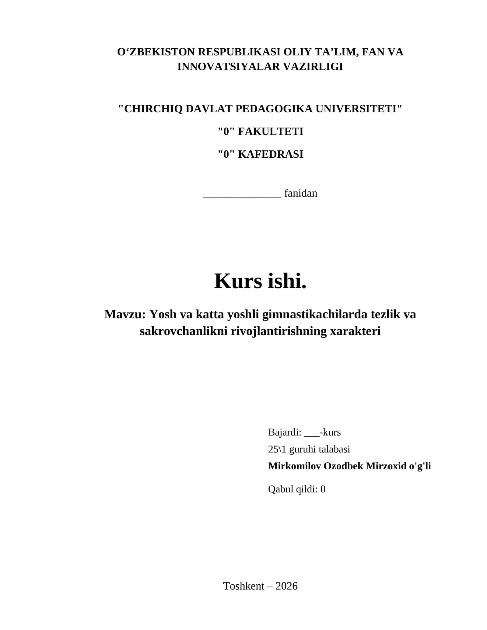 Yosh va katta yoshli gimnastikachilarda tezlik va sakrovchanlikni rivojlantirishning xarakteri 1