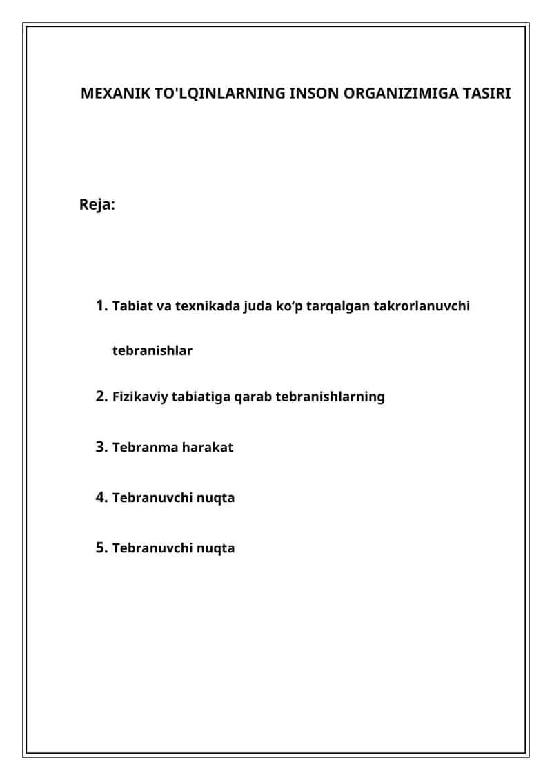 Mexanik To'lqinlarning Inson Organizmiga Tasiri 1