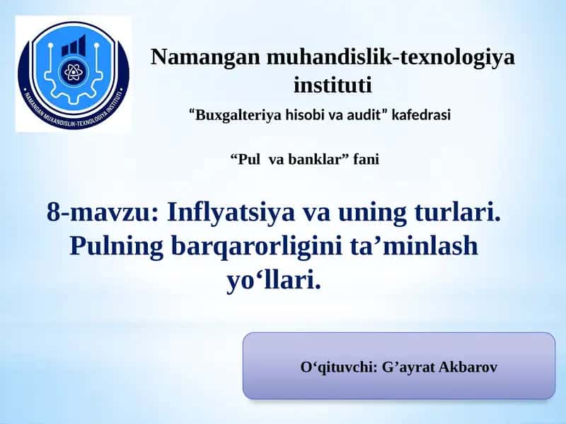 Inflyatsiya va uning turatlari 1