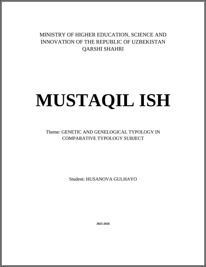 Genetic and Genealogical Typology in Comparative Typology 1