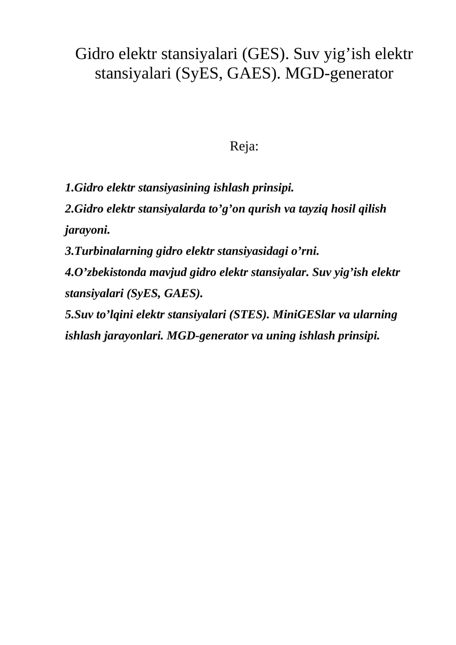 Gidro elektr stansiyalari (GES) 1