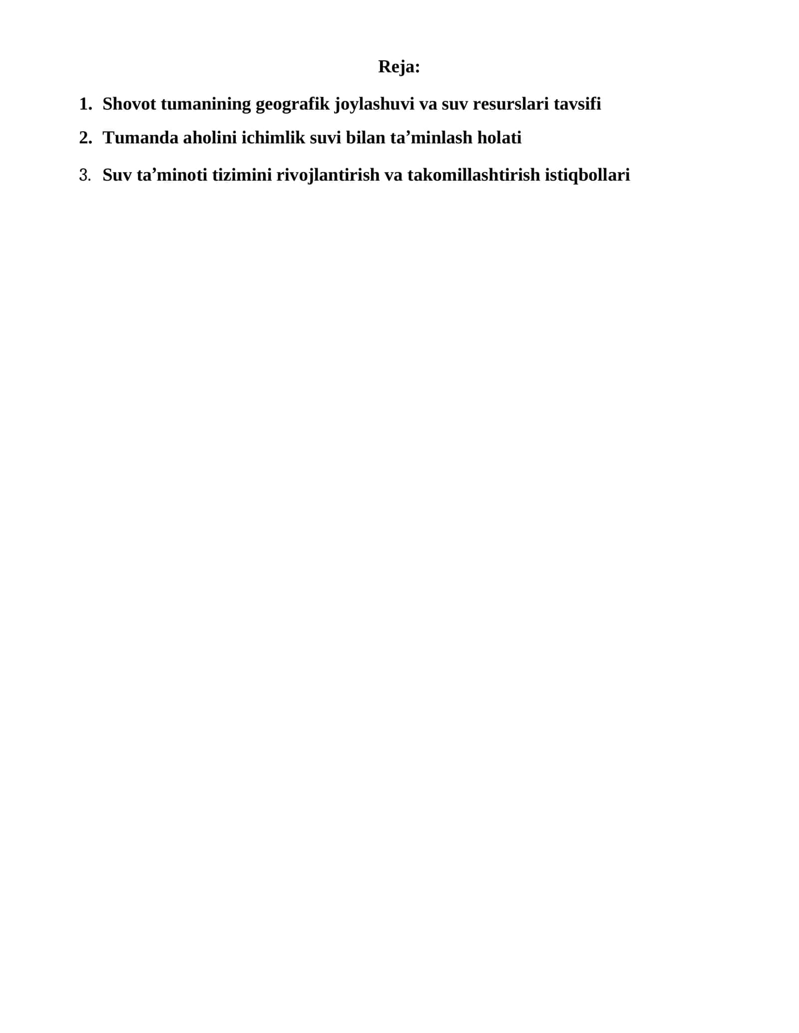 Shovot tumanining geografik joylashuvi va suv resurslari tavsifi 1