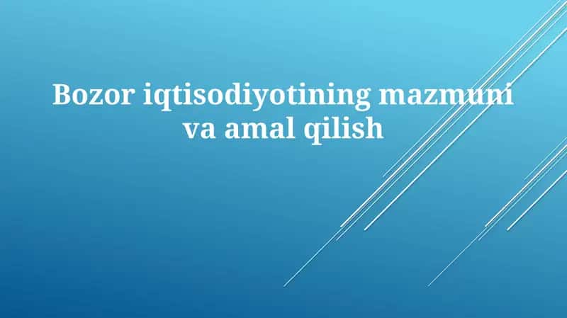 Bozor iqtisodiyoti 1