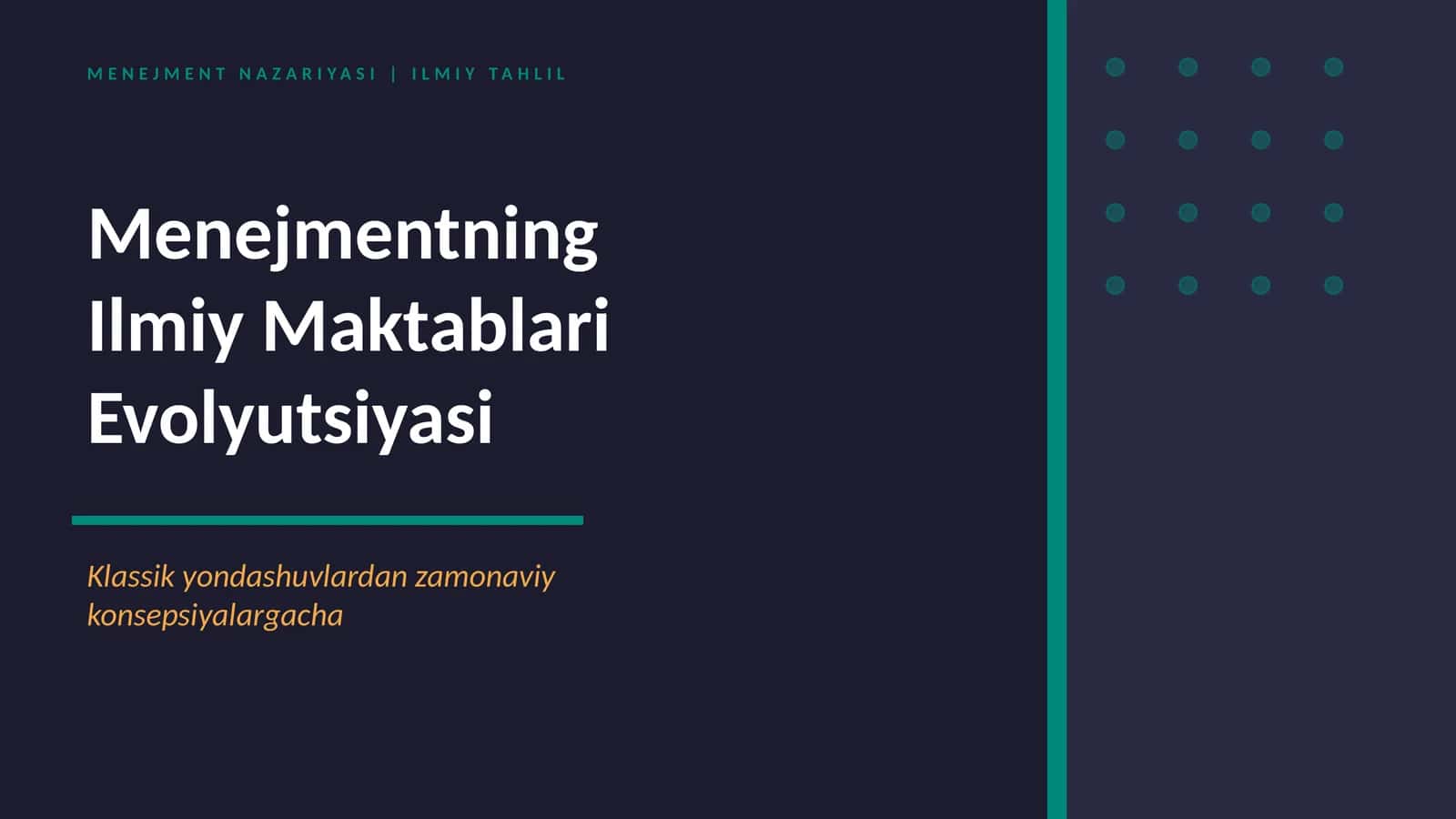 MENEJMENT NAZARIYASI | ILMIY TAHLIL 1