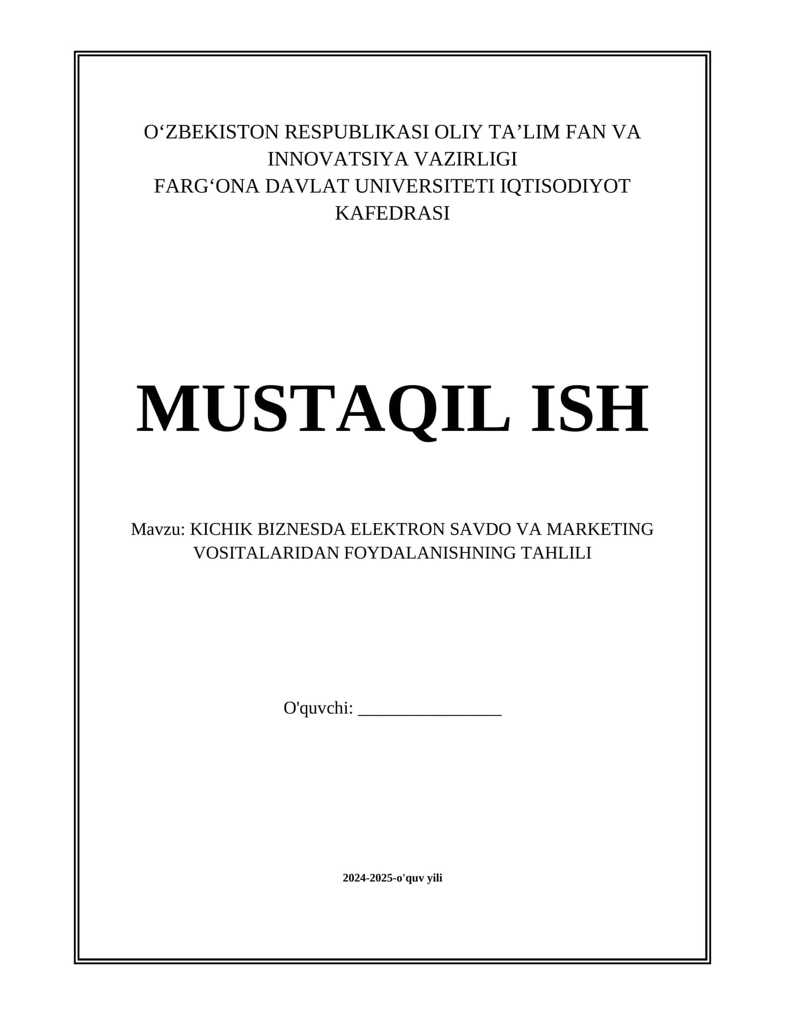 KICHIK BIZNESDA ELEKTRON SAVDO VA MARKETING VOSITALARIDAN FOYDALANISHNING TAHLILI 1