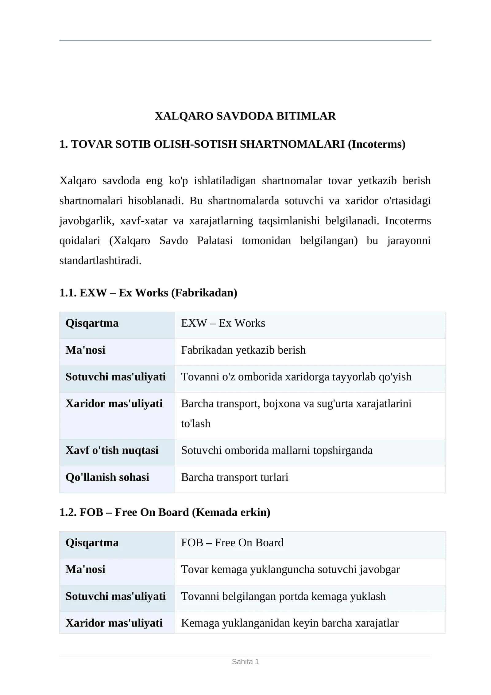 XALQARO SAVDODA BITIMLAR 1