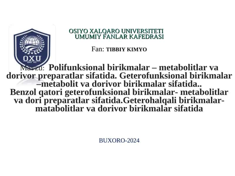 Polifunksional birikmalar va metabolitlar 1