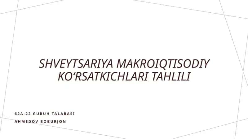 Shveytsariya makro iqtisodiy ko'rsatkichlari tahlili 1