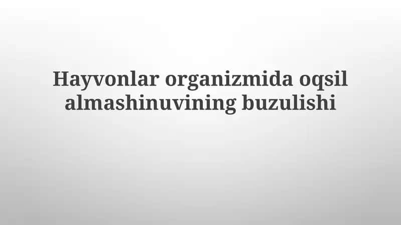 Hayvonlar organizmi oqsil almashinuvi buzilishi 1