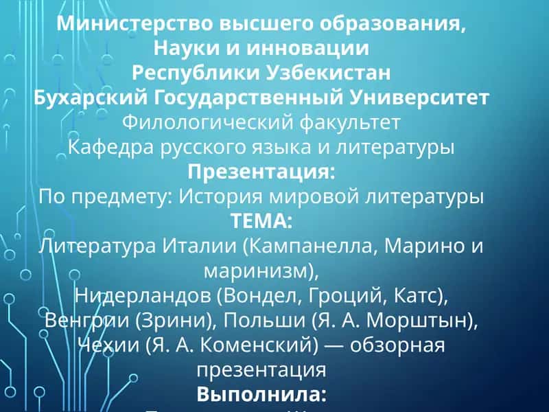 Презентация: История мировой литературы 1