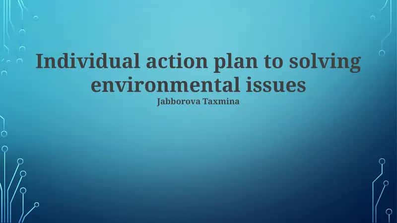 Individual Action Plan to Solving Environmental Issues 1