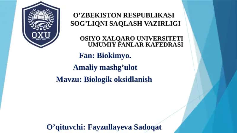 Biologik oksidlanish 1