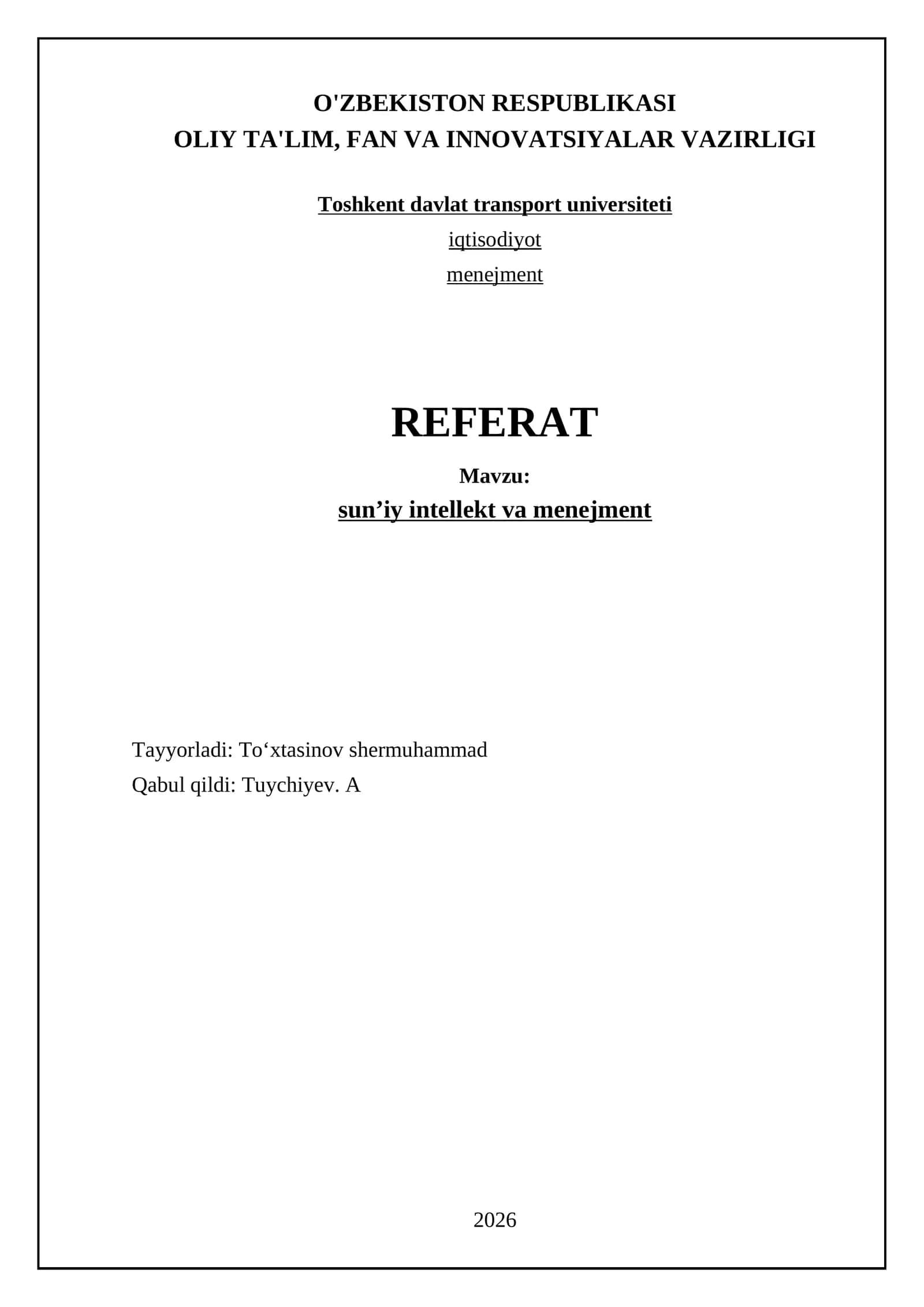 sunʼiy intellekt va menejment 1