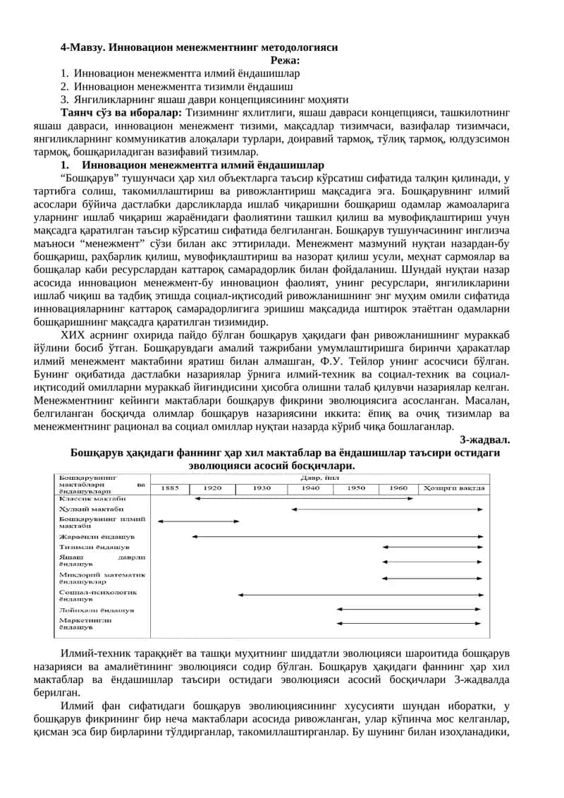 Инновацион менежментнинг методологияси 1