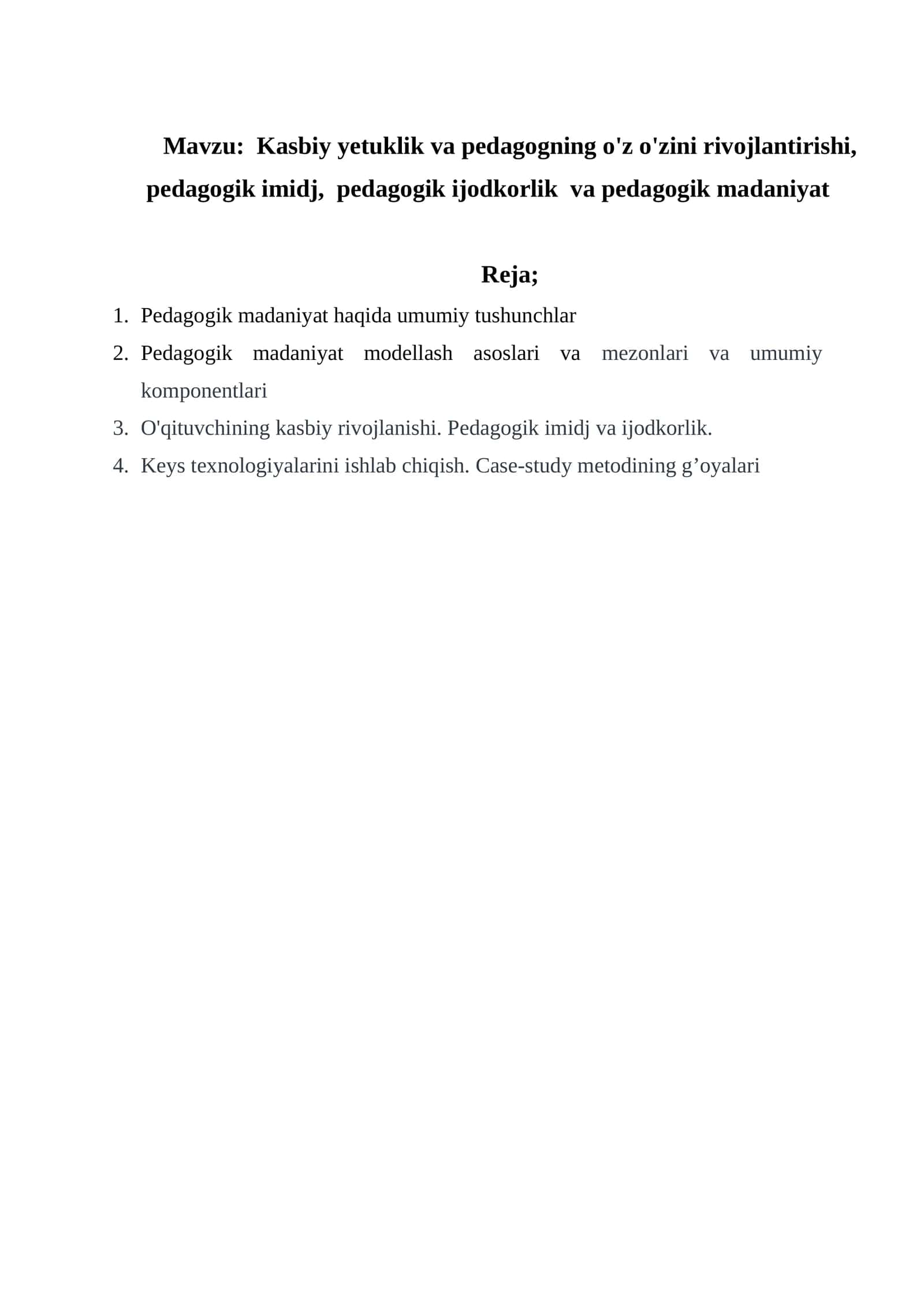 Pedagogik madaniyat rivojlantirish 1