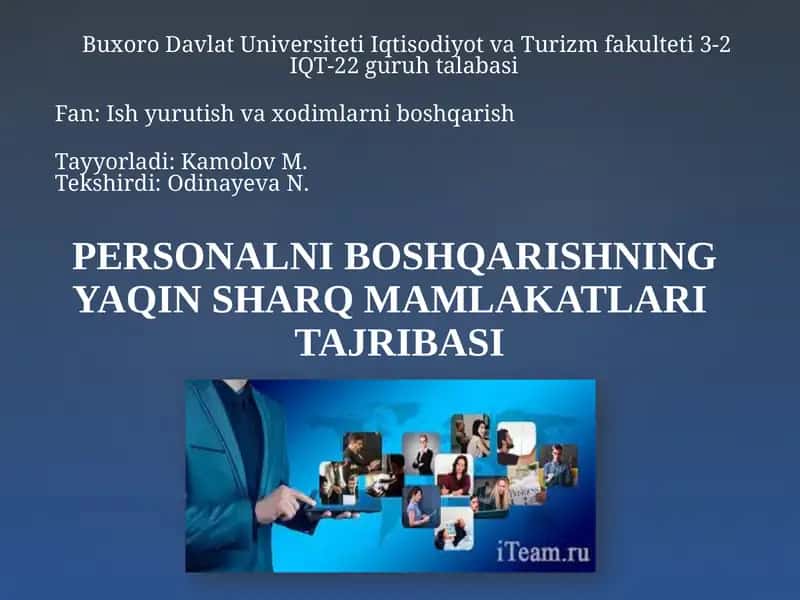 PERSONALNI BOSHQARISHNING  YAQIN SHARQ MAMLAKATLARI   TAJRIBASI 1