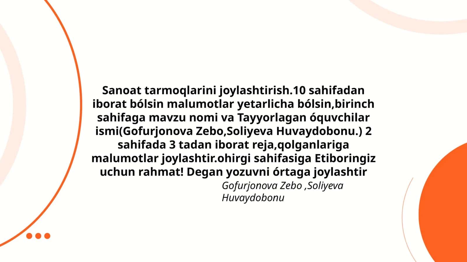 Sanoat tarmoqlarini joylashtirish 1