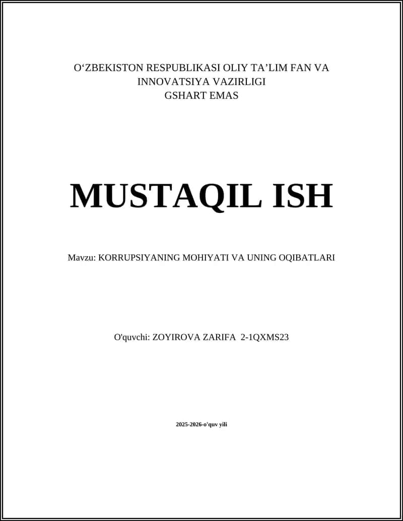 KORRUPSIYANING MOHIYATI VA UNING OQIBATLARI 1