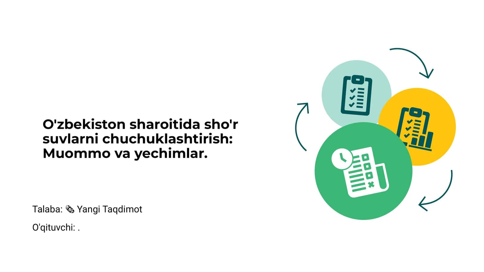 O'zbekiston sharoitida sho'r suvlarni chuchuklashtirish: Muommo va yechimlar 1
