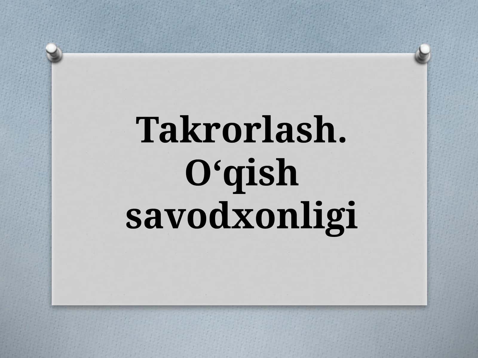 O‘QISH SAVODXONLIGI 1