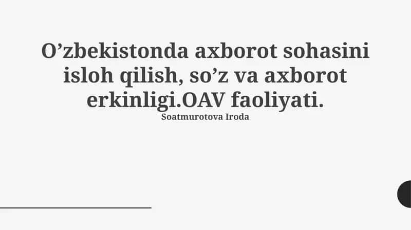 Axborot sohasidagi islohotlar 1