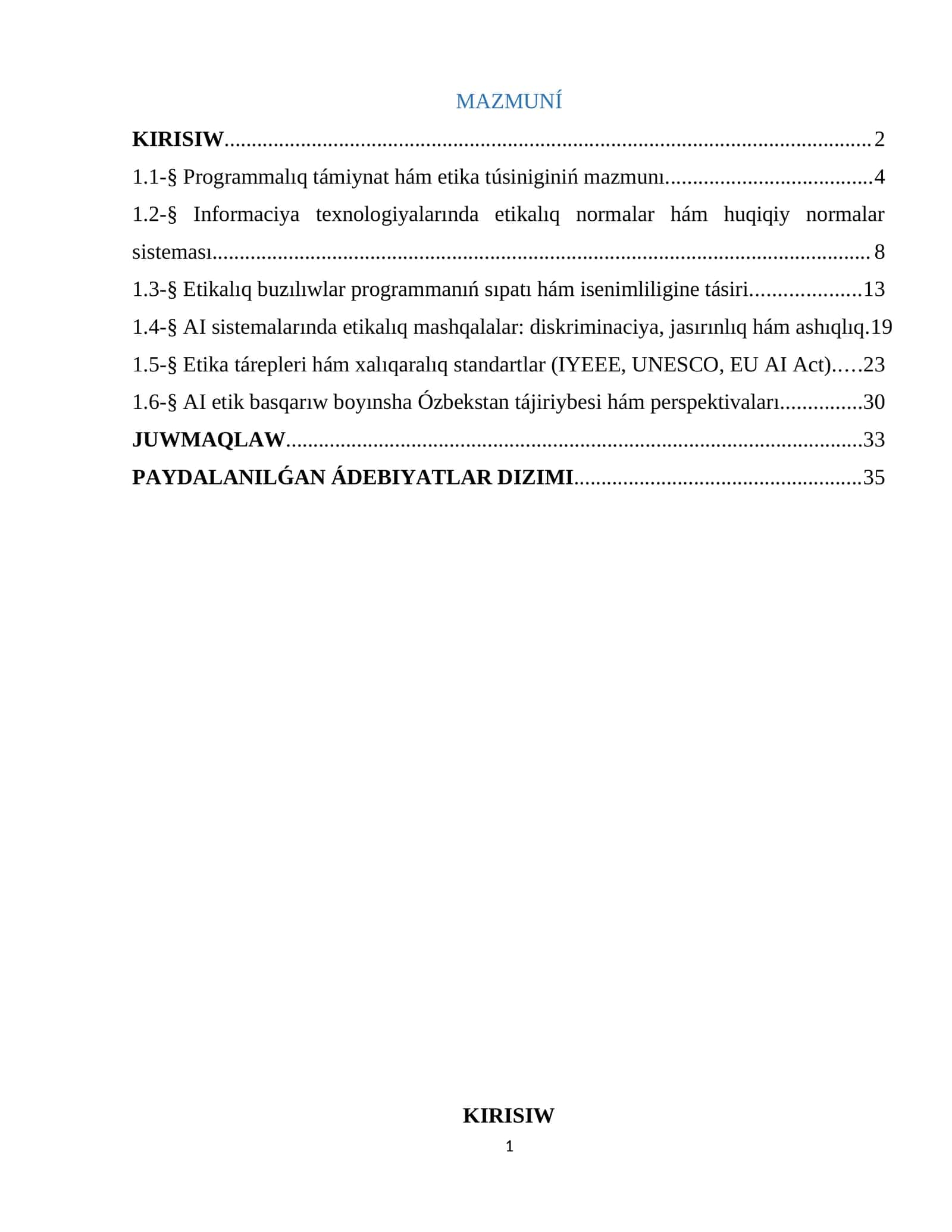 Programmalıq támiynat hám etika túsiniginiń mazmunı 1