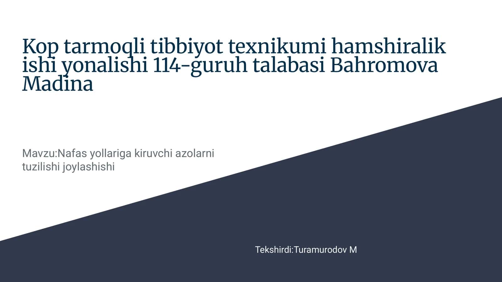 Kop tarmoqli tibbiyot texnikumi hamshiralik ishi 1