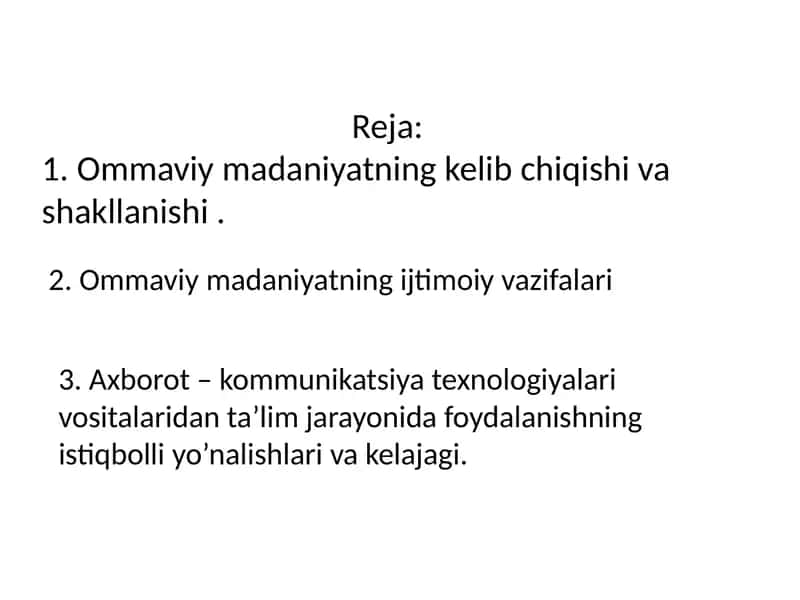Ommaviy madaniyat 1