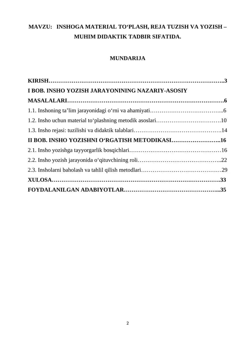 INSHOGA MATERIAL TO‘PLASH, REJA TUZISH VA YOZISH 1