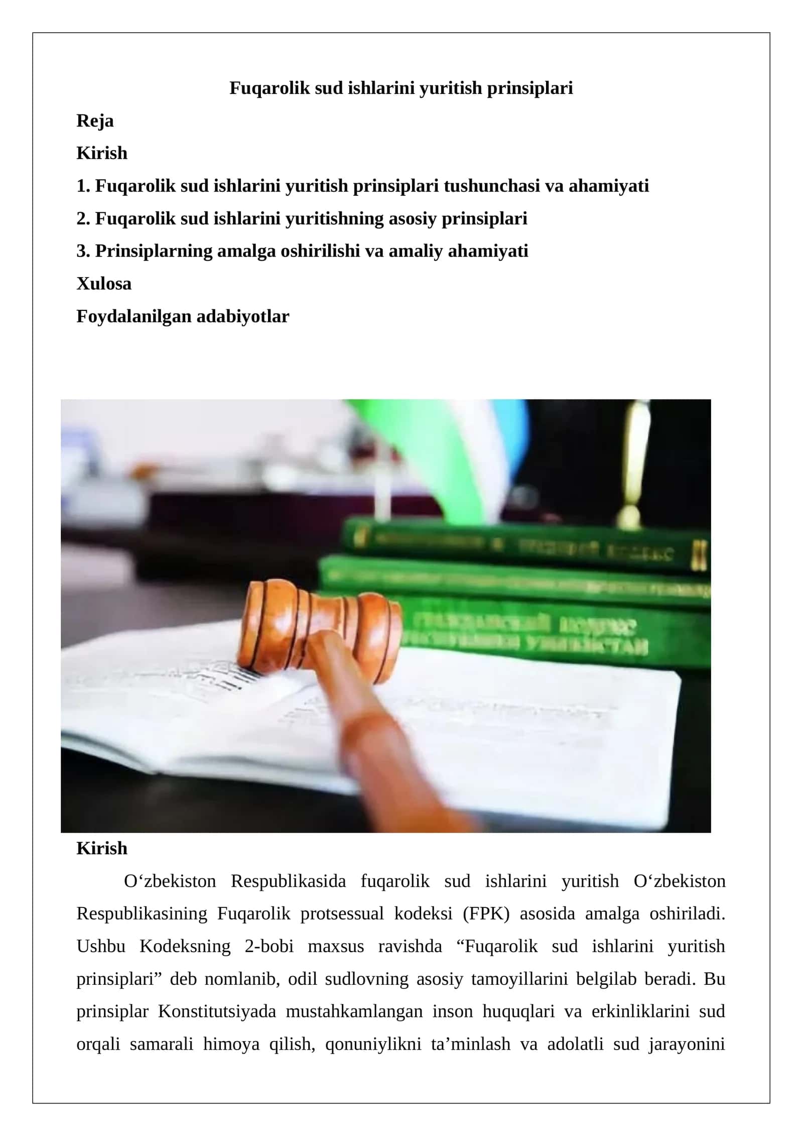 Fuqarolik sud ishlarini yuritish prinsiplari 1