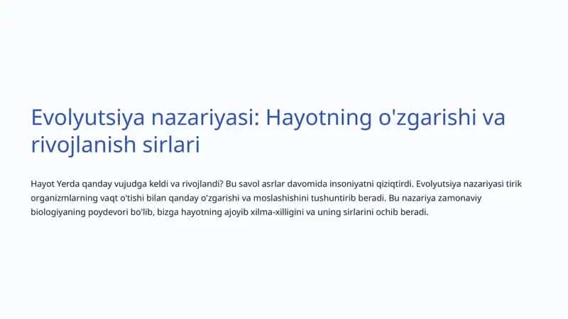 Evolyutsiya nazariyasi 1