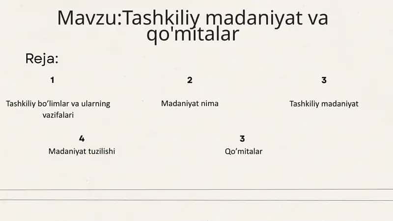 Tashkiliy madaniyat va qo'mitalar 1