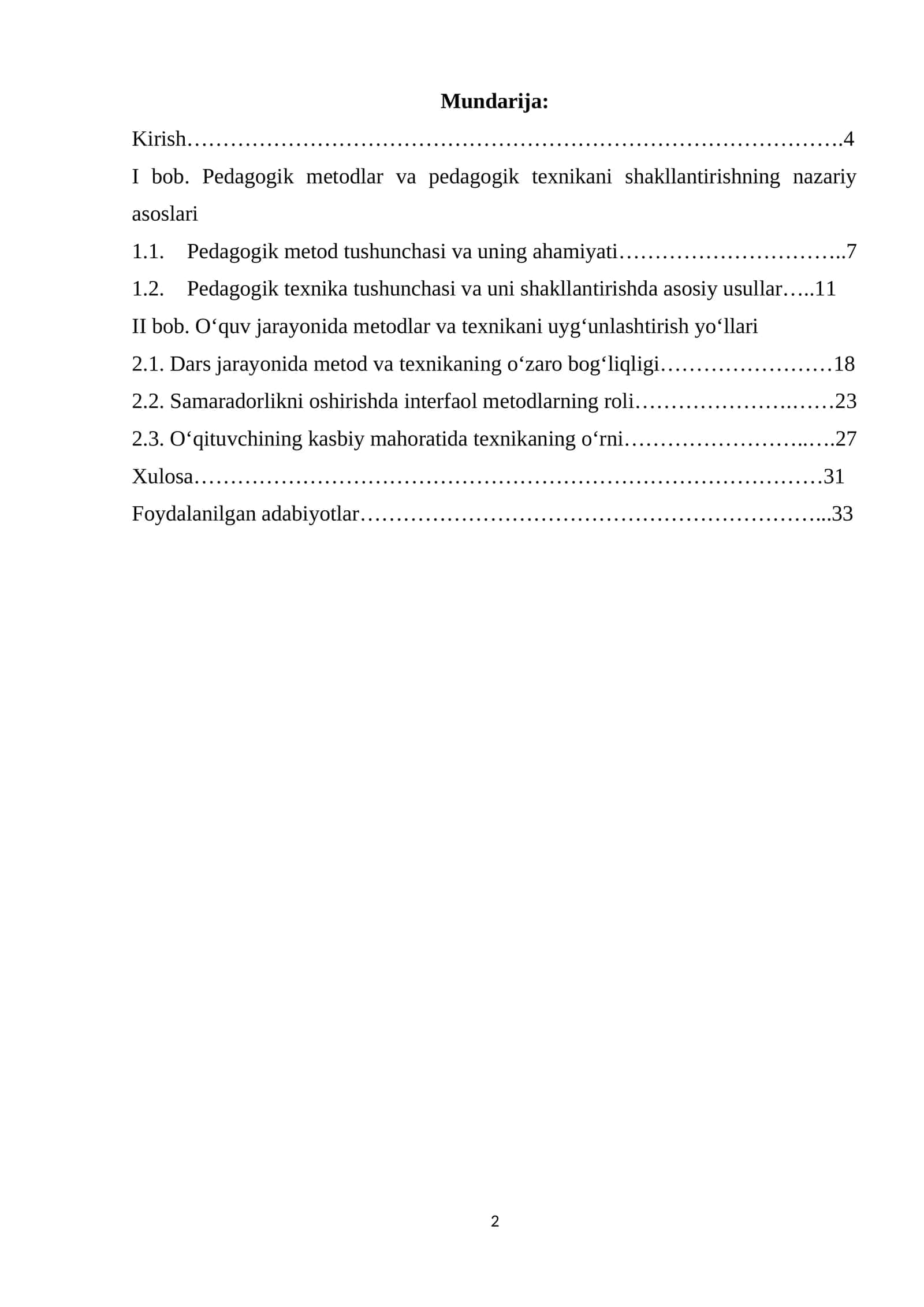 Pedagogik metodlar va pedagogik texnikani shakllantirishning nazariy asoslari 1