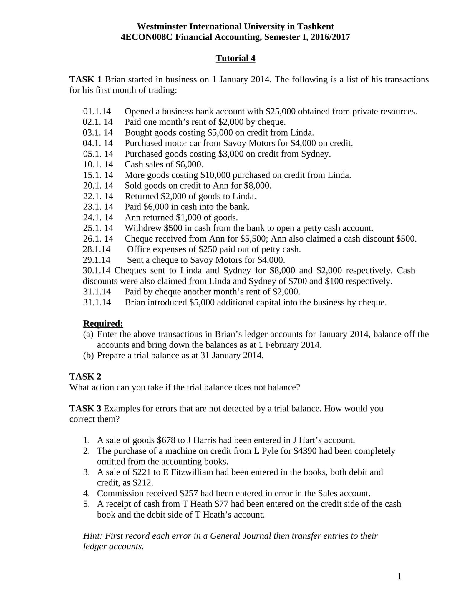 4ECON008C Financial Accounting 1