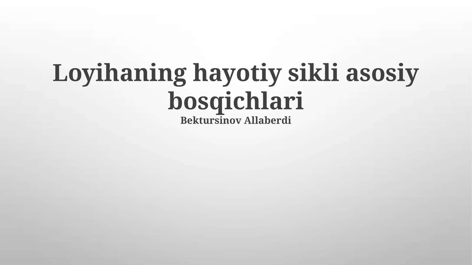 Loyihaning hayotiy sikli asosiy bosqichlari 1