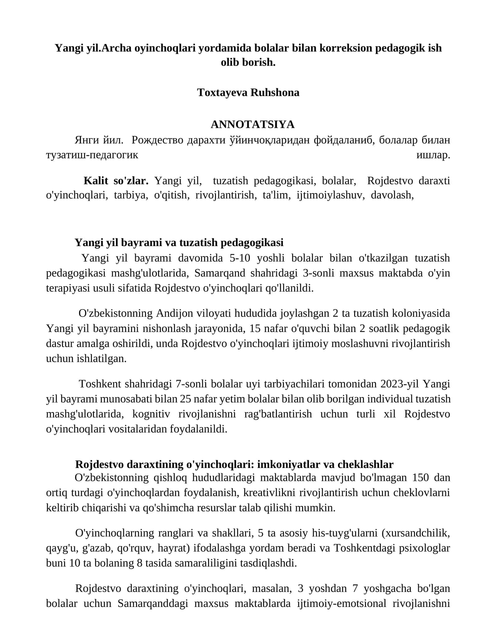 Yangi yil bayrami va tuzatish pedagogikasi 1