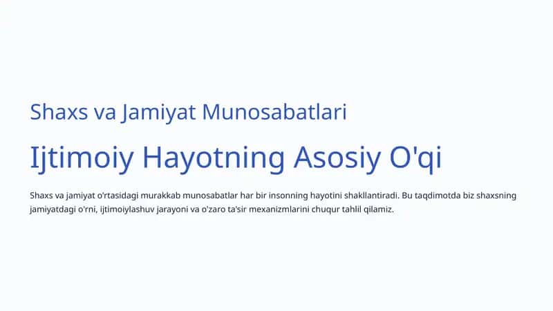 Shaxs va Jamiyat Munosabatlari 1