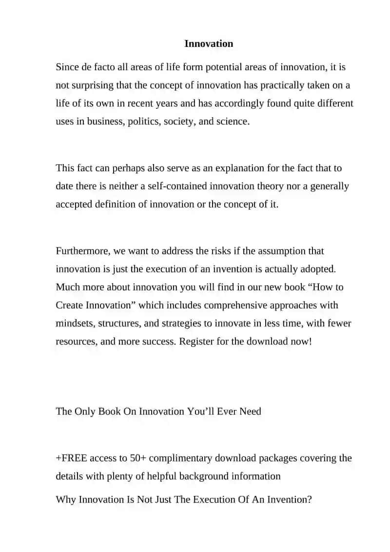 How to Create Innovation