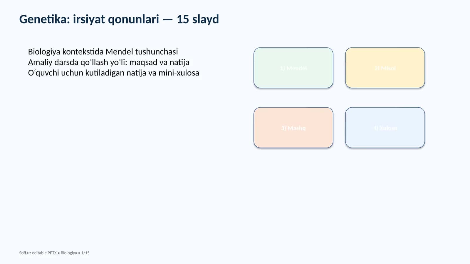 Genetika: irsiyat qonunlari — 15 slayd 1