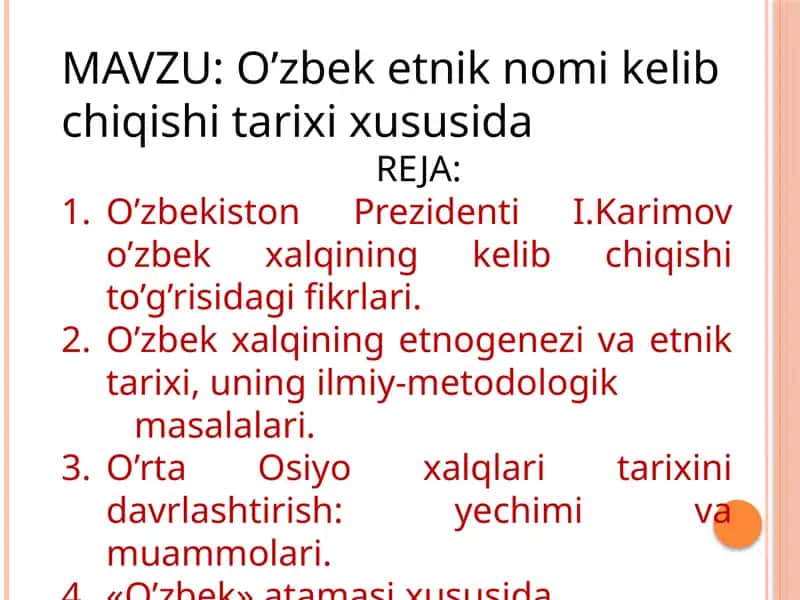 O'zbek etnik nom kelib chiqishi tarixi xususida 1