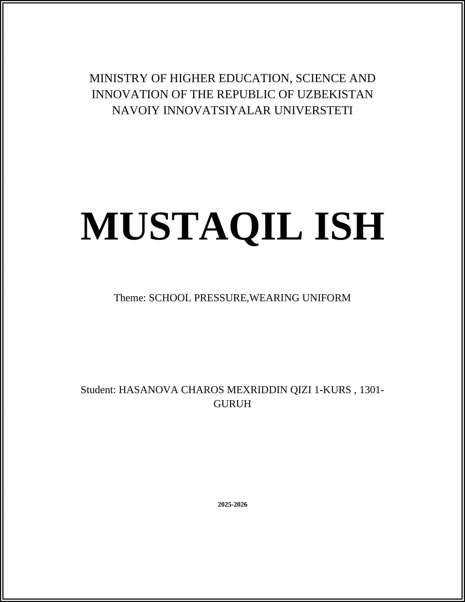 MUSTAQIL ISH 1