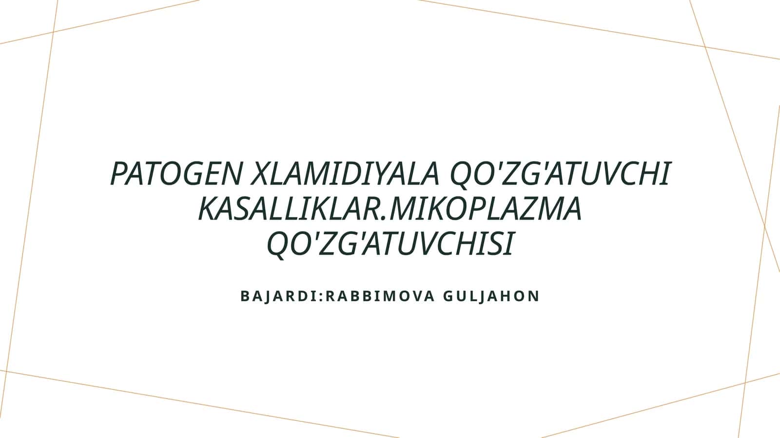 Xlamidiyalalar va Mikoplazma Patogenlarining Biologiyasi 1
