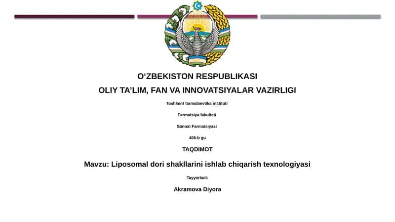 Liposomal dori shakllarini ishlab chiqarish texnologiyasi 1